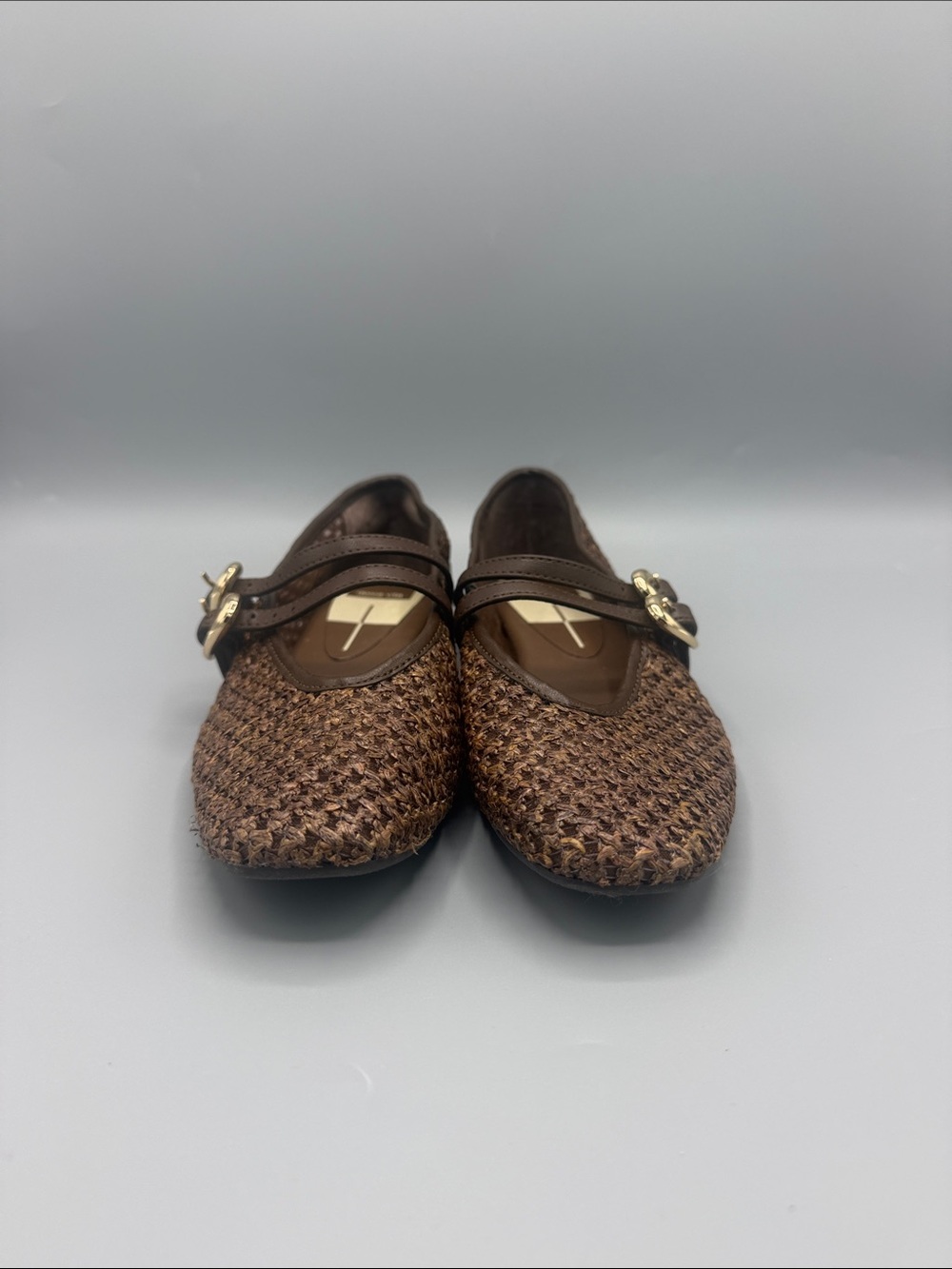 NWOB Dolce Vita Sz 7 Brown Woven Double-Strap Mary Jane Flats - Picture 5 of 7